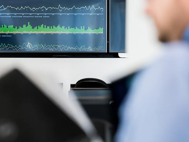 Analytics dashboard on screen