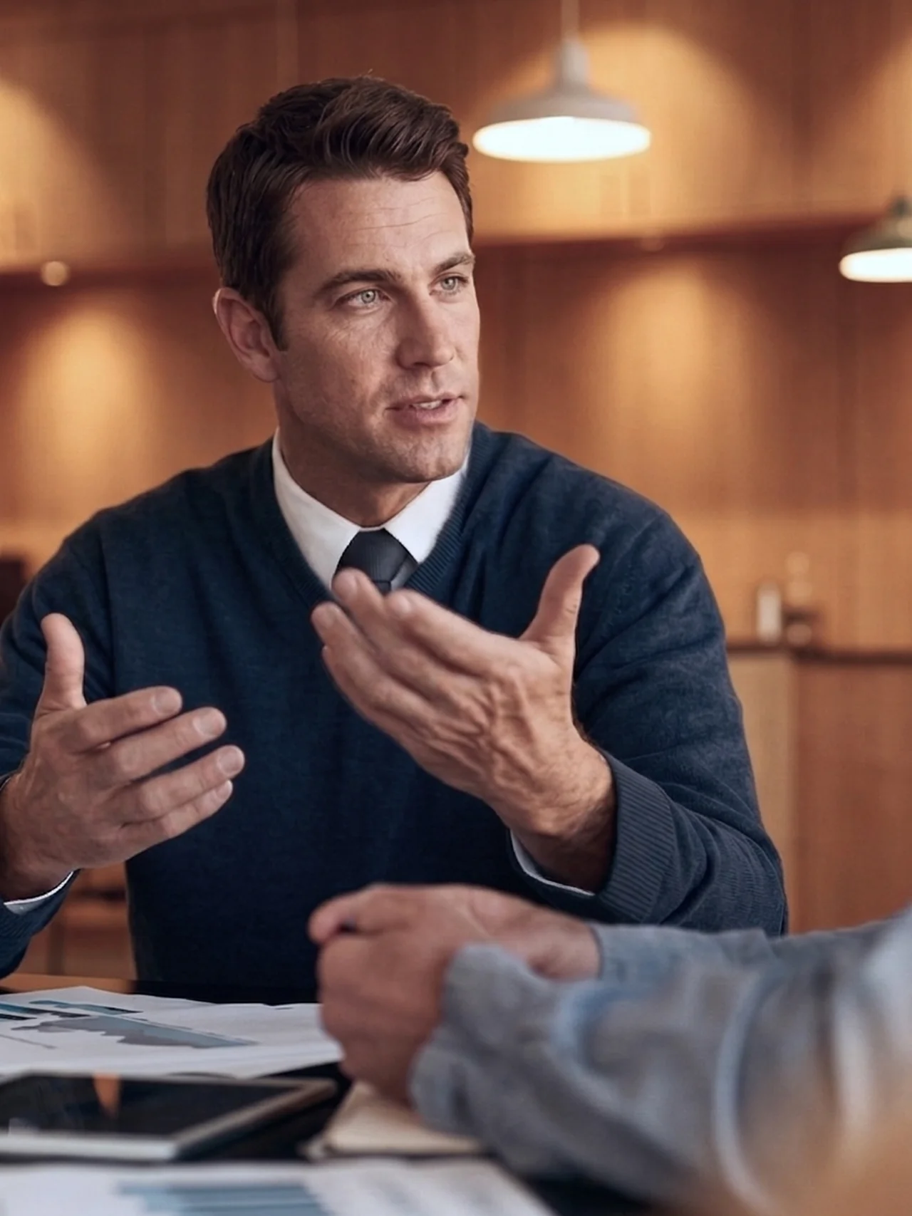 Buyer and sales rep negotiating in a shared collaborative space